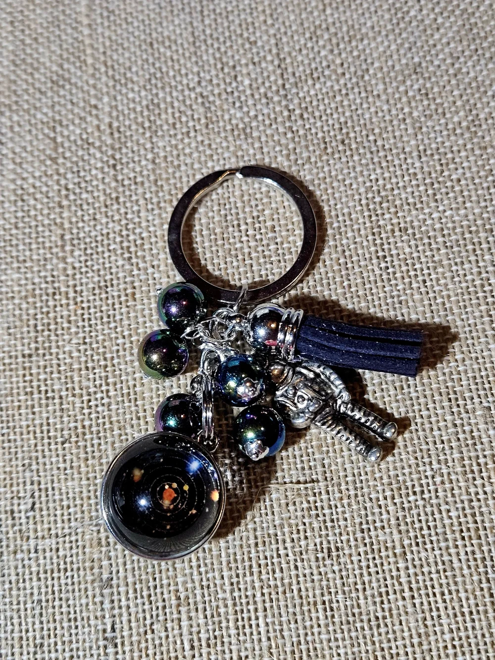 Iridescent Space Charm Keychain with Tassel